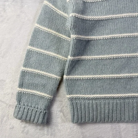 Garnet Hill 100% Recycled Cashmere Turtleneck Sweater Women's XS Blue Striped - Picture 7 of 13